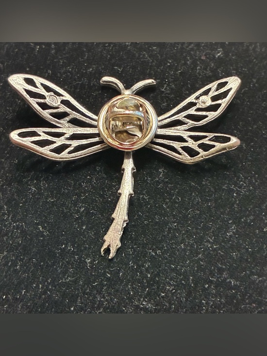 Vintage EUC  Silver Tone Dragonfly Brooch Pin-1980s - Picture 4 of 8